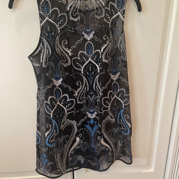 WHITE HOUSE BLACK MARKET BLUE & BLACK  BLOUSE TANK SIZE SMALL - NWT - Picture 1 of 4